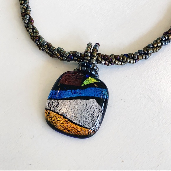 multi-color pendant beaded rope necklace - Picture 2 of 5